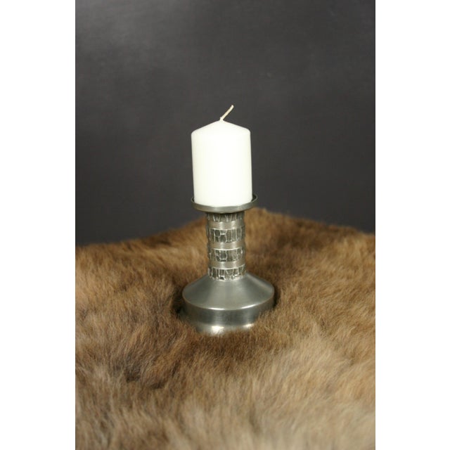 Metal Vintage Danish Pewter Candleholder from Jyde Kunst, 1960s For Sale - Image 7 of 16