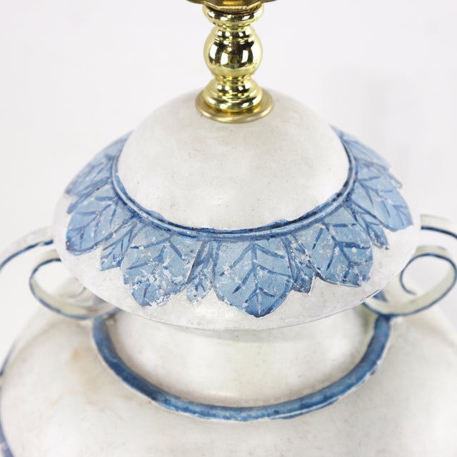Early 21st Century A Pair of Vintage Blue and White Metal Trophy Table Lamps. For Sale - Image 5 of 9