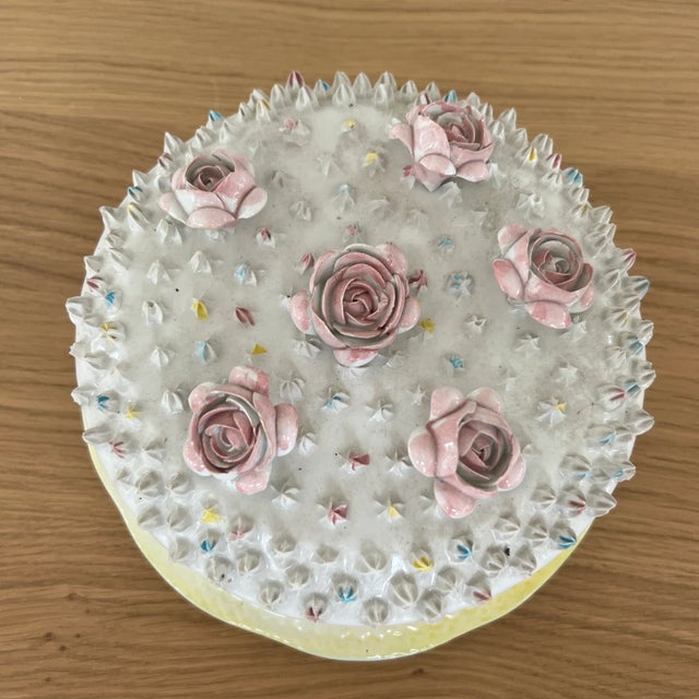 Italian Vintage Italian Hand Painted for Neiman Marcus Ceramic Cake Box For Sale - Image 3 of 7