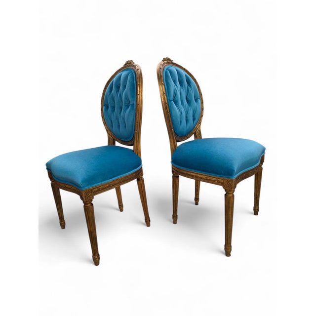 Late 19th Century Antique French Carved Chairs Newly Reupholstered - Set of 4 For Sale - Image 5 of 10