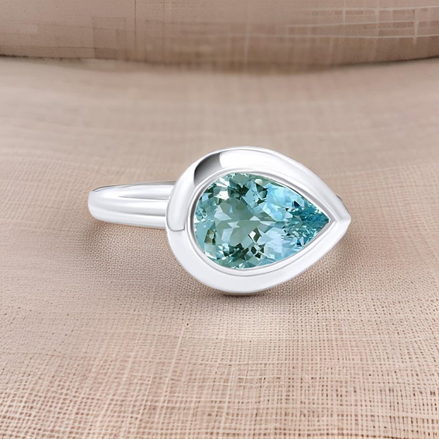 Blue Natural Solitaire Aquamarine Ring 6.5 14k W Gold 1.60 TCW Certified For Sale - Image 8 of 12
