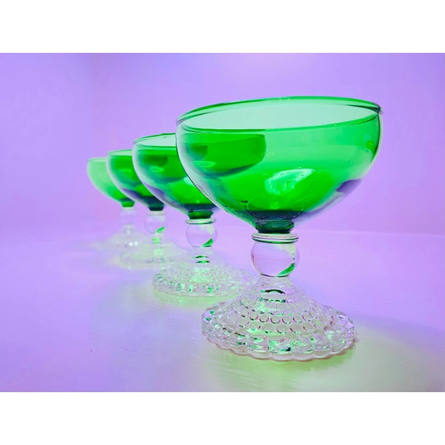 Vintage 1950s Anchor Hocking Forest Green Champagne/Tall