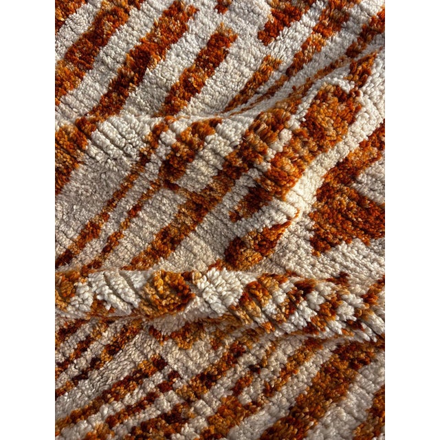 Ivory and Orange Striped Rug For Sale - Image 6 of 9