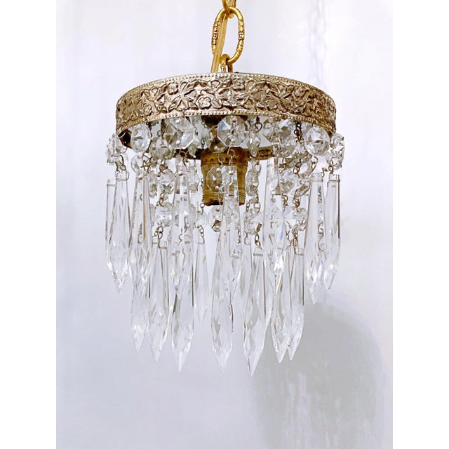 Mid-Century Modern 1950s Italian Brass Upside Down Layered Cake Chandelier For Sale - Image 3 of 7