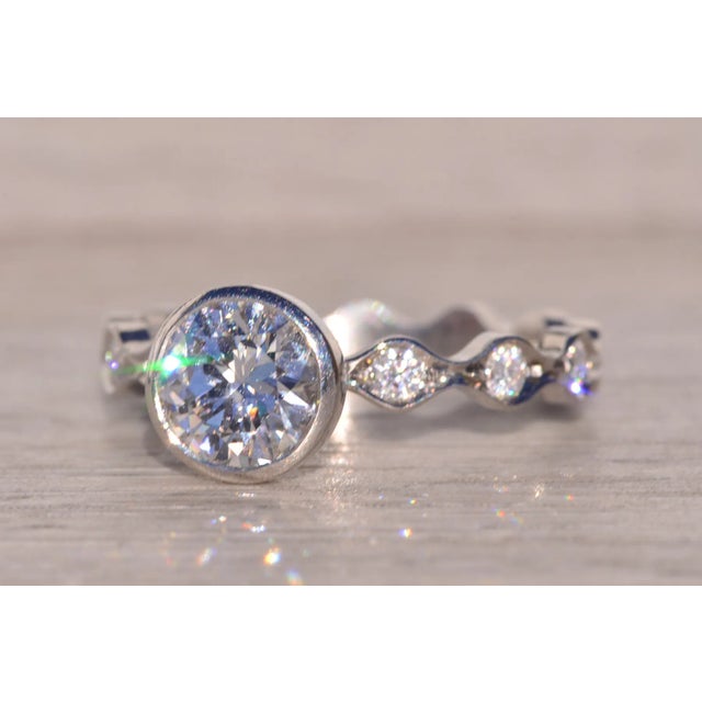 2000 - 2009 The Hazel: Diana Vincent Signed Engagement Ring in Platinum with Natural Diamonds For Sale - Image 5 of 11