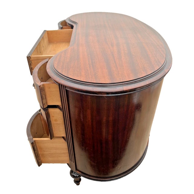 Antique Victorian Desk Kidney Shaped Vanity Seven Dovetail Drawers Mahogany For Sale In Palm Springs - Image 6 of 13