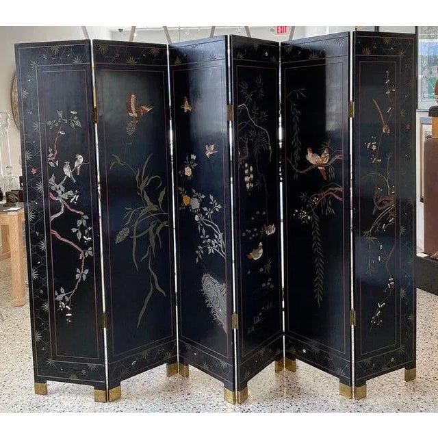 Chinese 1980s Chinese Coromandel Screen 6-Panels For Sale - Image 3 of 13