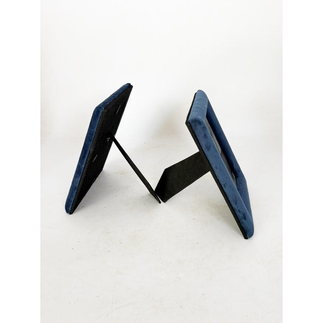 Black Blue Velvet and Glass Frames, France, 1990, Set of 2 For Sale - Image 8 of 12