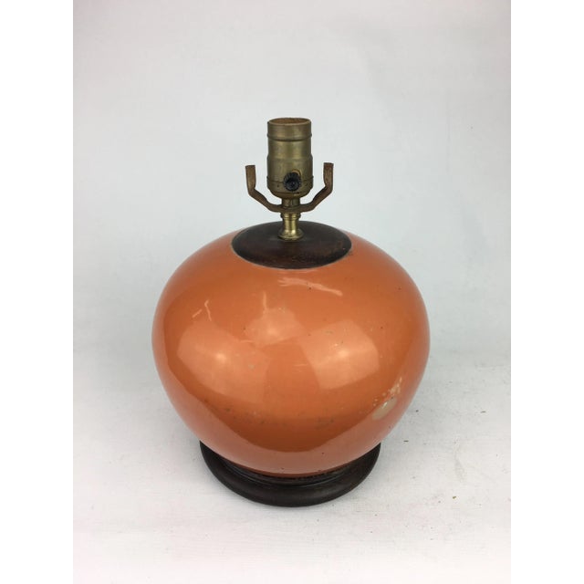 Vintage Mellon Jar Orange Porcelain Lamp For Sale - Image 4 of 5