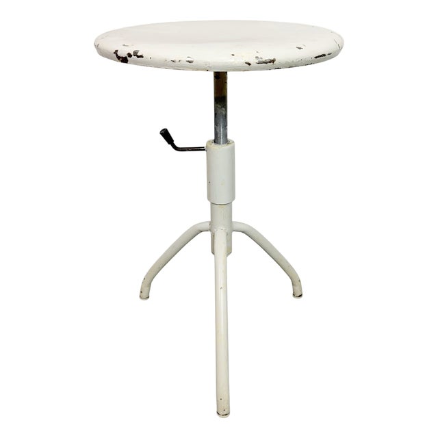 Industrial Iron Height Adjustable Stool, 1960s For Sale