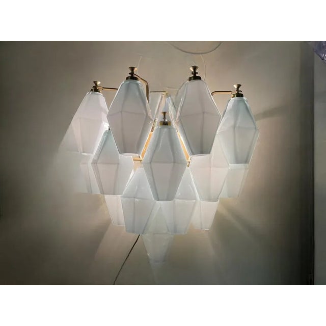 White Polygon Opaline Glass Sconces, 1980s, Set of 2 For Sale - Image 6 of 9