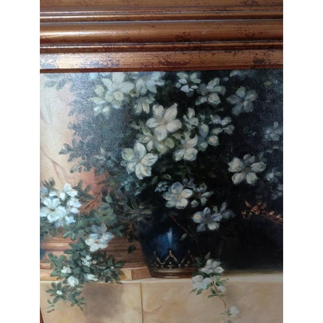 Gold 1990s Large Original Regency Fine Art Studio Painting “Woman With Lute” by Talach – Framed 60 X 47 For Sale - Image 8 of 15
