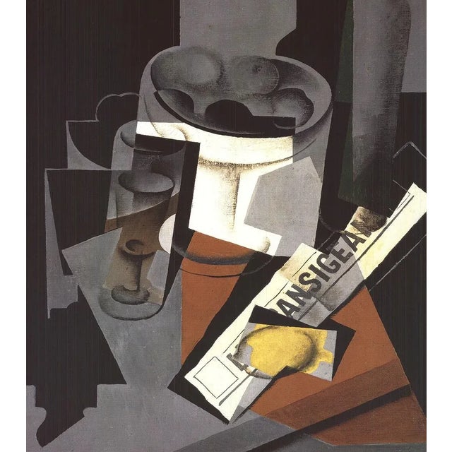 Contemporary 1993 Juan Gris Still Life With Newspaper Lithograph For Sale - Image 3 of 4