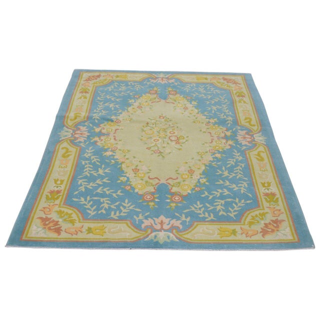 Art Deco Vintage Chinese Art Deco Hand Knotted Wool Rug, 5x6'7 For Sale - Image 3 of 6