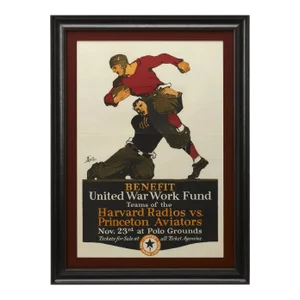 Harvard Radios vs. Princeton Aviators Vintage War Effort Football Poster, Circa 1918