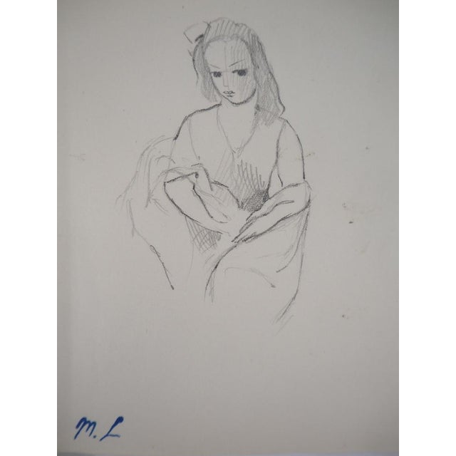 Marie Laurencin, Seated Woman, Original Pencil Drawing For Sale - Image 4 of 5