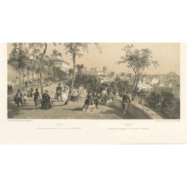 Benoist, Rome City Panorama from the Pincio Promenade Scene, 1869, Print For Sale - Image 4 of 10