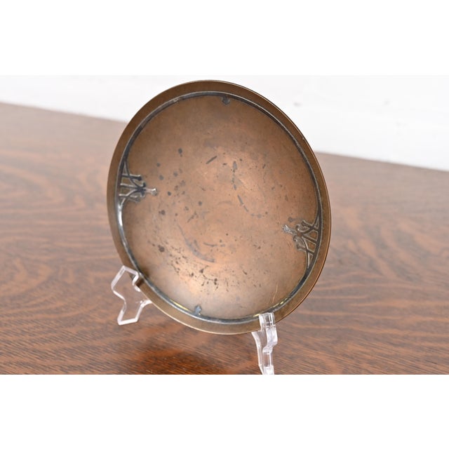A gorgeous Arts & Crafts period sterling silver on bronze dish, ashtray, or catchall By Heintz Art Metal Shop USA, Early...