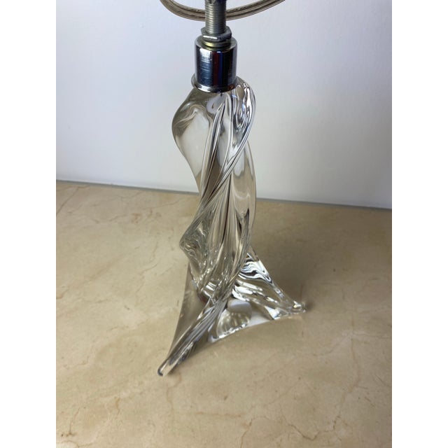 Maison Saint Louis France Twisted Crystal Table Lamp, Signed French Mid-Century Modern Lighting For Sale - Image 10 of 12