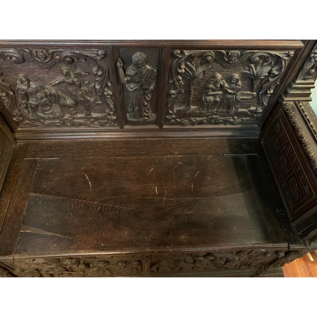 16th Century 16th Century Antique High Gothic Pictorial Bench For Sale - Image 5 of 12