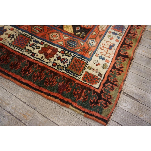 1890s Brown Medallion Tribal Antique n.w. Persian Rug 4'3" X 13' Handknotted Wool Carpet For Sale - Image 11 of 11