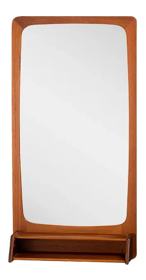 Danish Mirror with Teak Frame and Shelf, 1960s