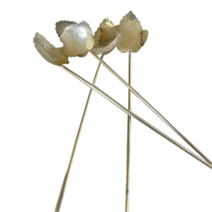 Vintage Mexican Sterling Silver Leaf Stir Sticks/Straws - Set of 4