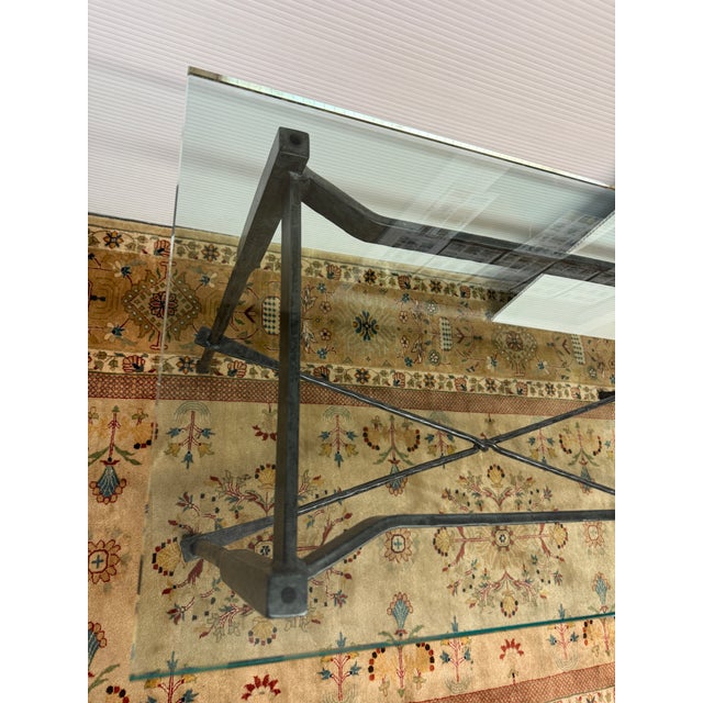 Iron & Tempered Glass Console Table, in the Style of Giametti For Sale - Image 11 of 12