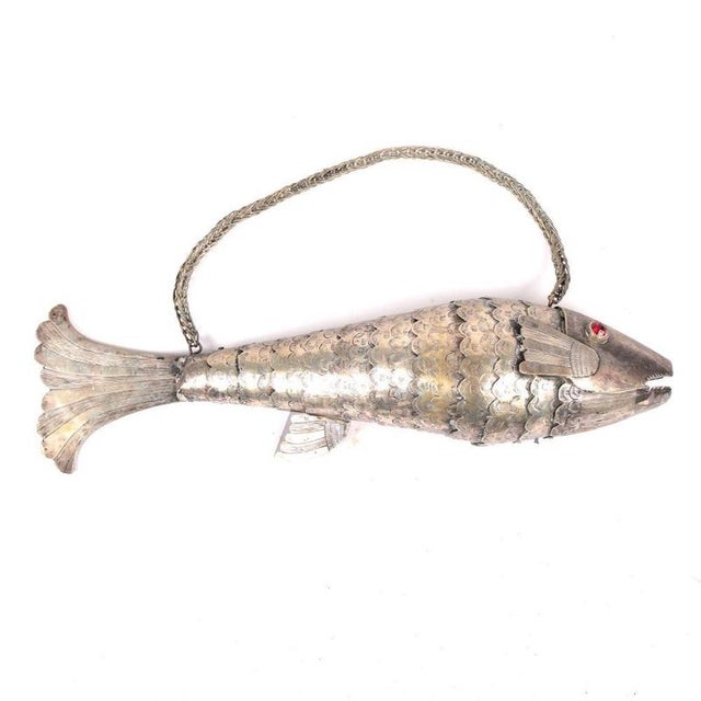 Antique Pewter Fish Pendant Container, 1890s For Sale - Image 4 of 4