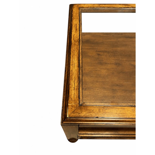 Wood Vintage 1980s Lexington Traditional Wood and Glass End Table With Drawer For Sale - Image 7 of 9