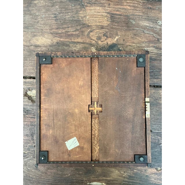Vintage Wooden Chessboard With Metal Accents For Sale - Image 11 of 18