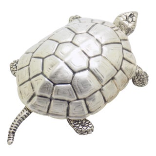 Vintage Italian Handmade Silver Turtle Box, 1940s For Sale