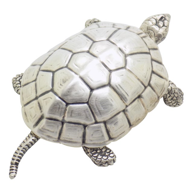 Vintage Italian Handmade Silver Turtle Box, 1940s For Sale