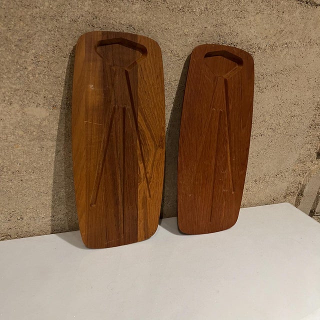 Brown 1970s Denmark Dkf Lundtofte Solid Teak Two Carving Boards For Sale - Image 8 of 8