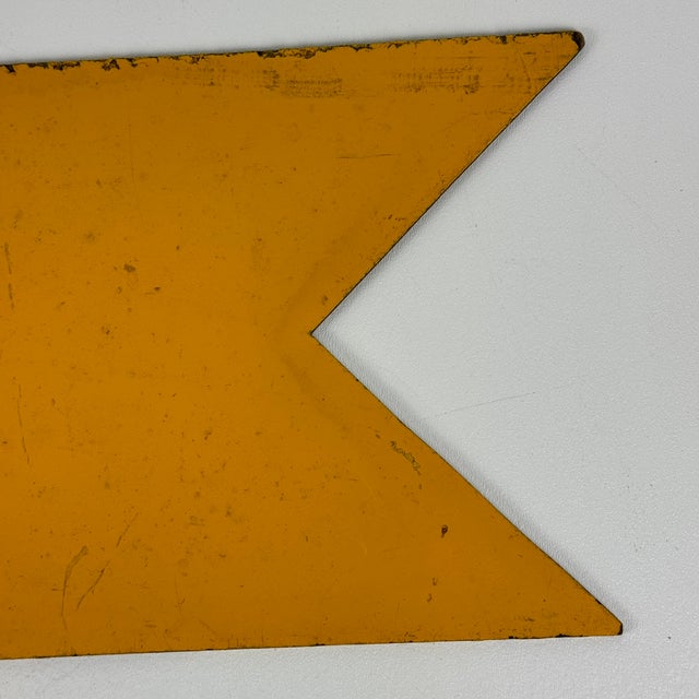 Wood Vintage Large Arrow Sign in Deep Yellow for Modern Design For Sale - Image 7 of 7