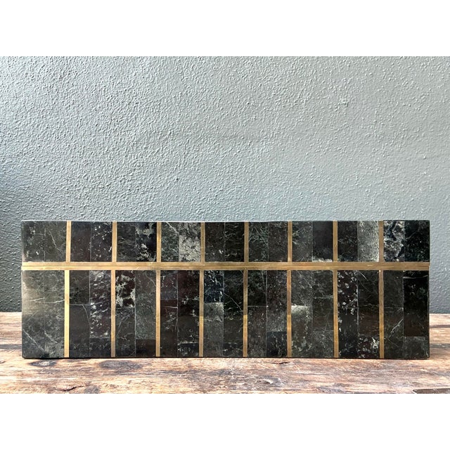 Vintage Tessellated Brass and Stone Box For Sale - Image 9 of 12