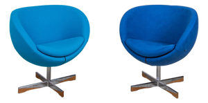 Planet Swivel Armchairs in Blue Fabric from Varier, Set of 2