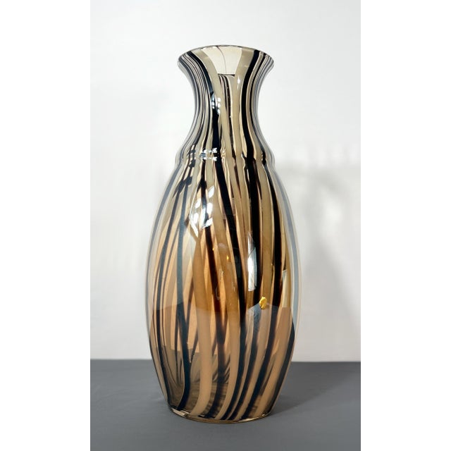 Mid-Century Modern Hand Blown Art Glass Fenicio Swirl Floor Vase For Sale - Image 3 of 6