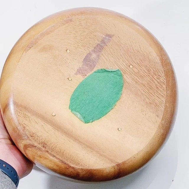 Mid-Century Modern Mid-Century Hand Turned Bowl From Single Piece of Wood With Mid-Century Modern Blonde Wavy Grain For Sale - Image 3 of 4