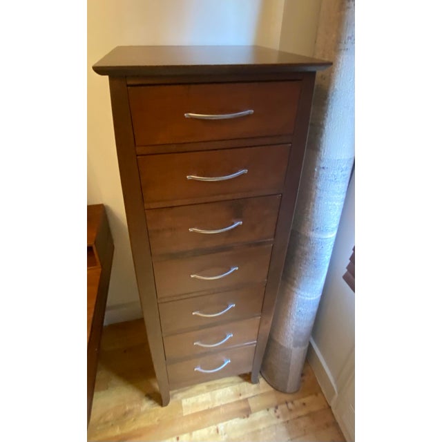 Mid-Century Modern 1990s Baronet Solid Maple 7-Drawer Tall Boy / Lingerie Chest For Sale - Image 3 of 10