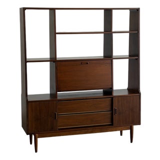 Mid-Century Modern Walnut Wall Unit/ Room Divider For Sale