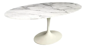 Italian White Marble Dining Table by Eero Saarinen for Knoll, 2010s