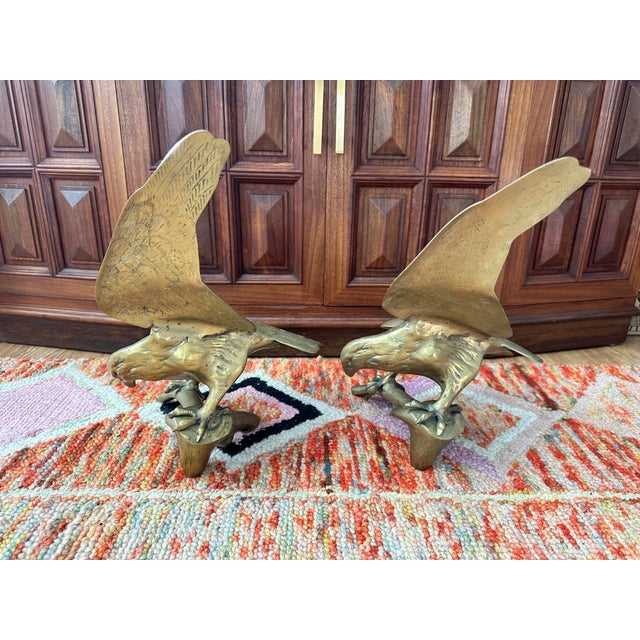 Pair of Mid-Century Solid Brass Eagle Sculptures, C. 1960s For Sale In Salt Lake City - Image 6 of 9