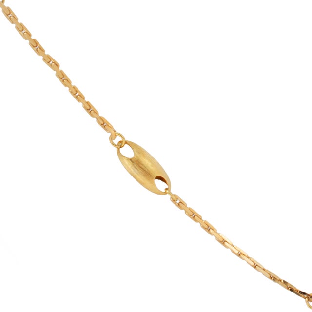 Vintage 18k Yellow Gold Long Geometric Puffed Pebble Station Link Chain ...