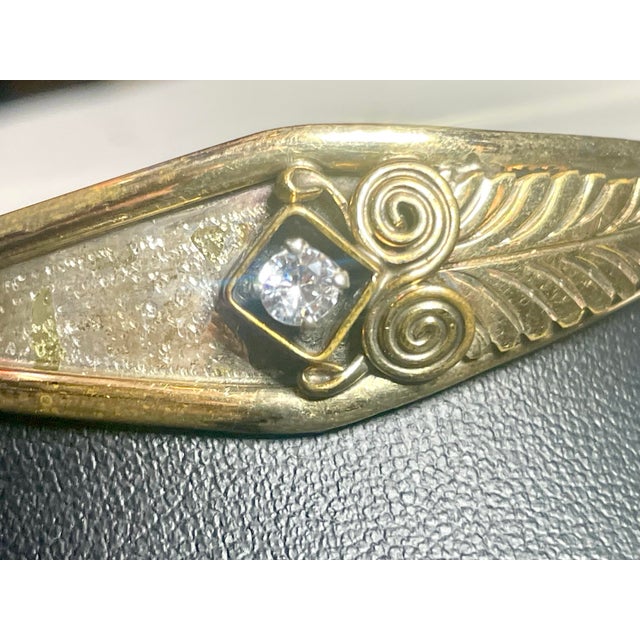 1960s Bangle by Navajo Artist Silver Ray Gold Filled Sterling Silver With Brilliant Round Cut White Topaz For Sale In South Bend - Image 6 of 9