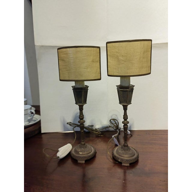 Empire Style Bedside Table Lamps in Parchment, Set of 2 For Sale - Image 4 of 16