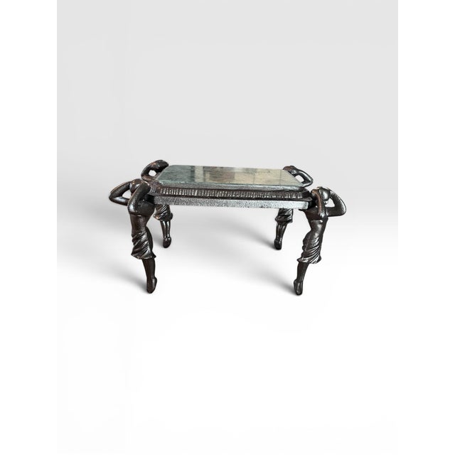 1980s Vintage Figural Caryatid Marble Top Display Pedestal Stand For Sale - Image 5 of 10