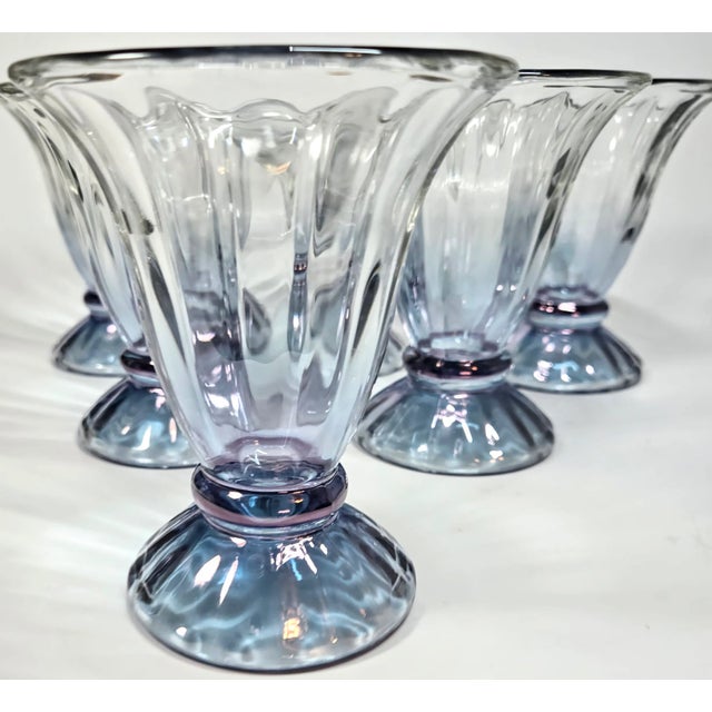 Iridescent Blue Goblets- Set of Six For Sale - Image 6 of 10
