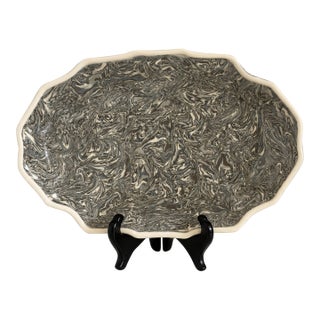 Signed Christine Jouval Gray Aptware Platter For Sale