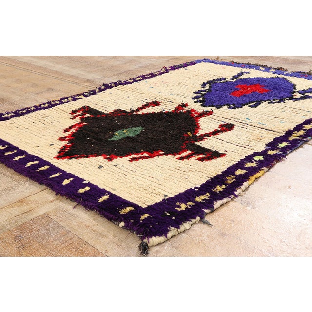 Beige Vintage Azilal Boucherouite Moroccan Rug, 03'11 X 05'09 For Sale - Image 8 of 10
